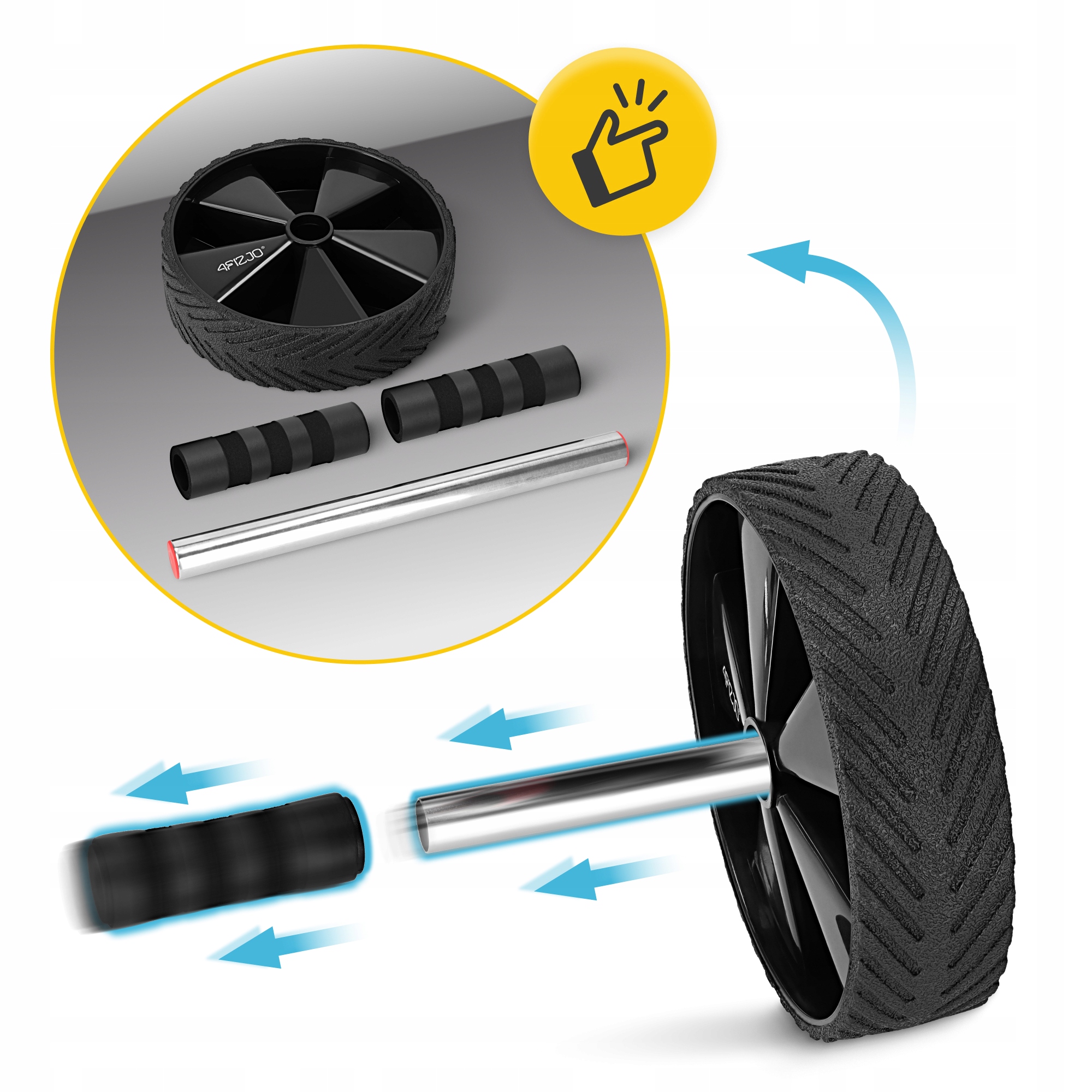 Ролик (гімнастичне колесо) для преса 4FIZJO Ab Wheel Black/Red (P-5907739311559) — мініатюра 6