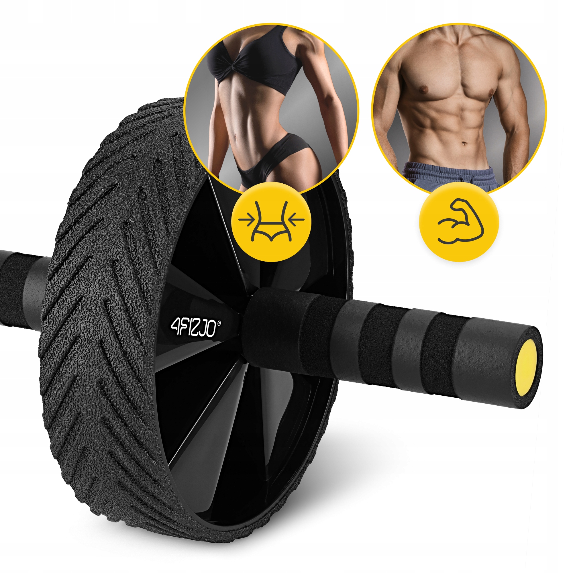 Ролик (гімнастичне колесо) для преса 4FIZJO Ab Wheel Black/Yellow (P-5907739314840) — мініатюра 7