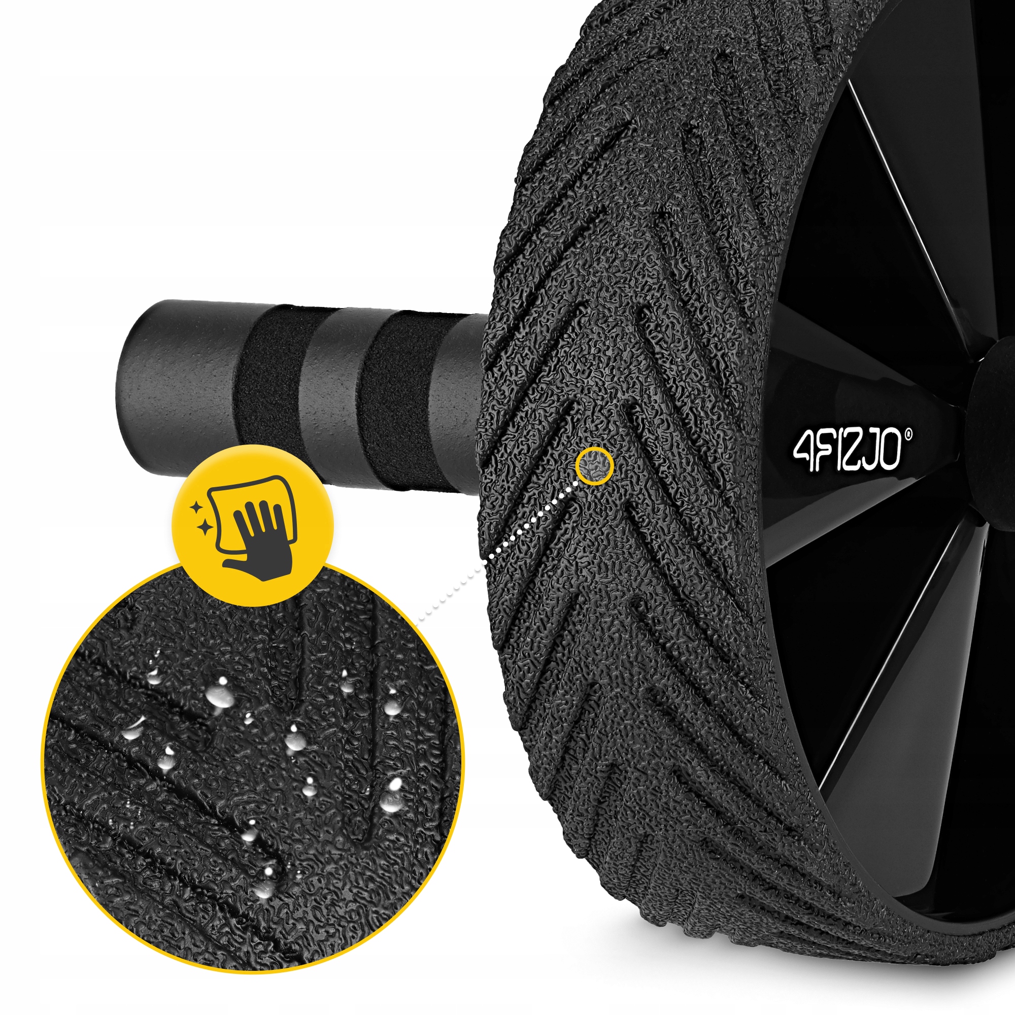 Ролик (гімнастичне колесо) для преса 4FIZJO Ab Wheel Black/Yellow (P-5907739314840) — фото 3