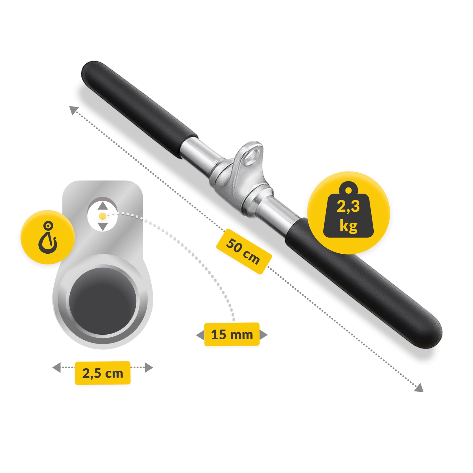 Ручка для тяги коротка 4FIZJO 50 см (P-5907739312457) — мініатюра 6