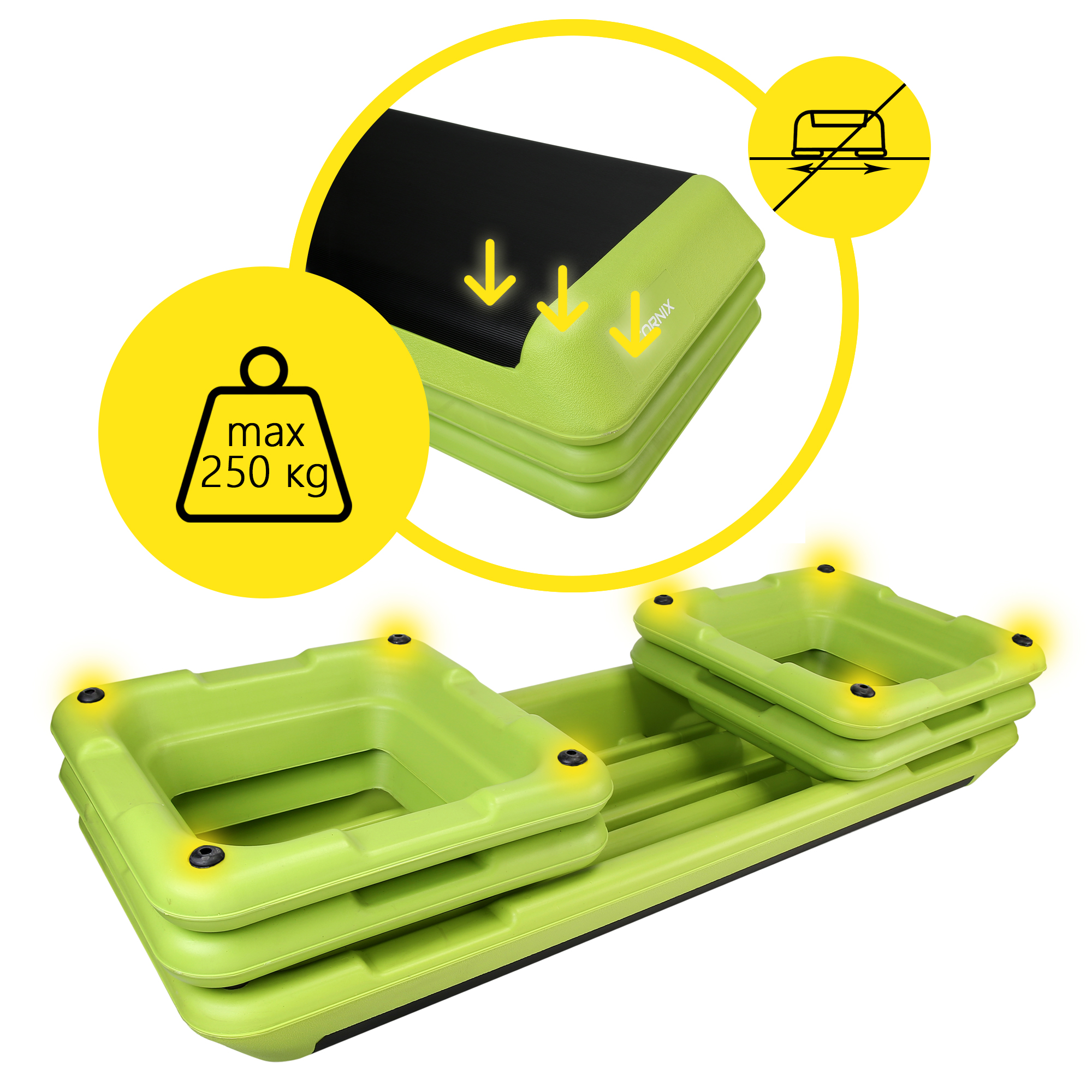 Степ-платформа 3-ступінчаста Cornix Pro 109 х 41 х 10-20 см XR-0401 Green/Black — мініатюра 7