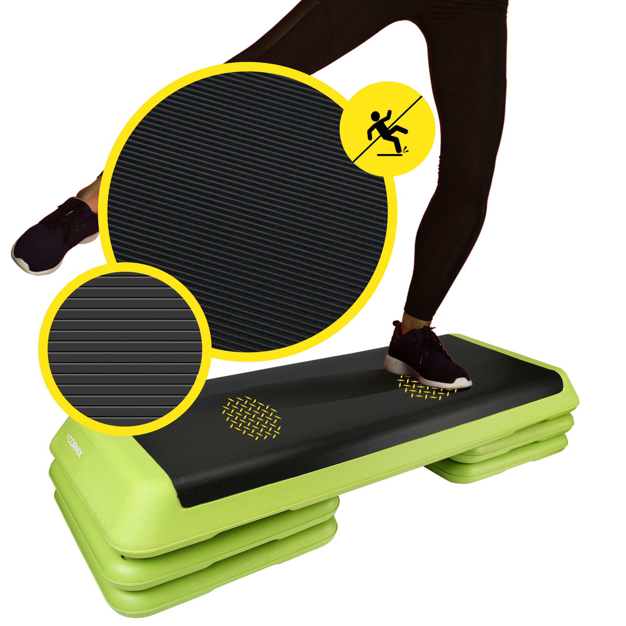 Степ-платформа 3-ступінчаста Cornix Pro 109 х 41 х 10-20 см XR-0401 Green/Black — фото 2