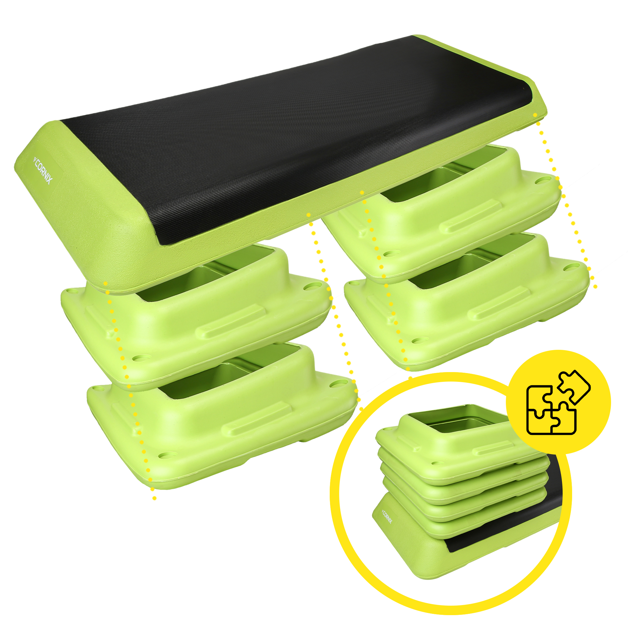 Степ-платформа 3-ступінчаста Cornix Pro 109 х 41 х 10-20 см XR-0401 Green/Black — фото 5