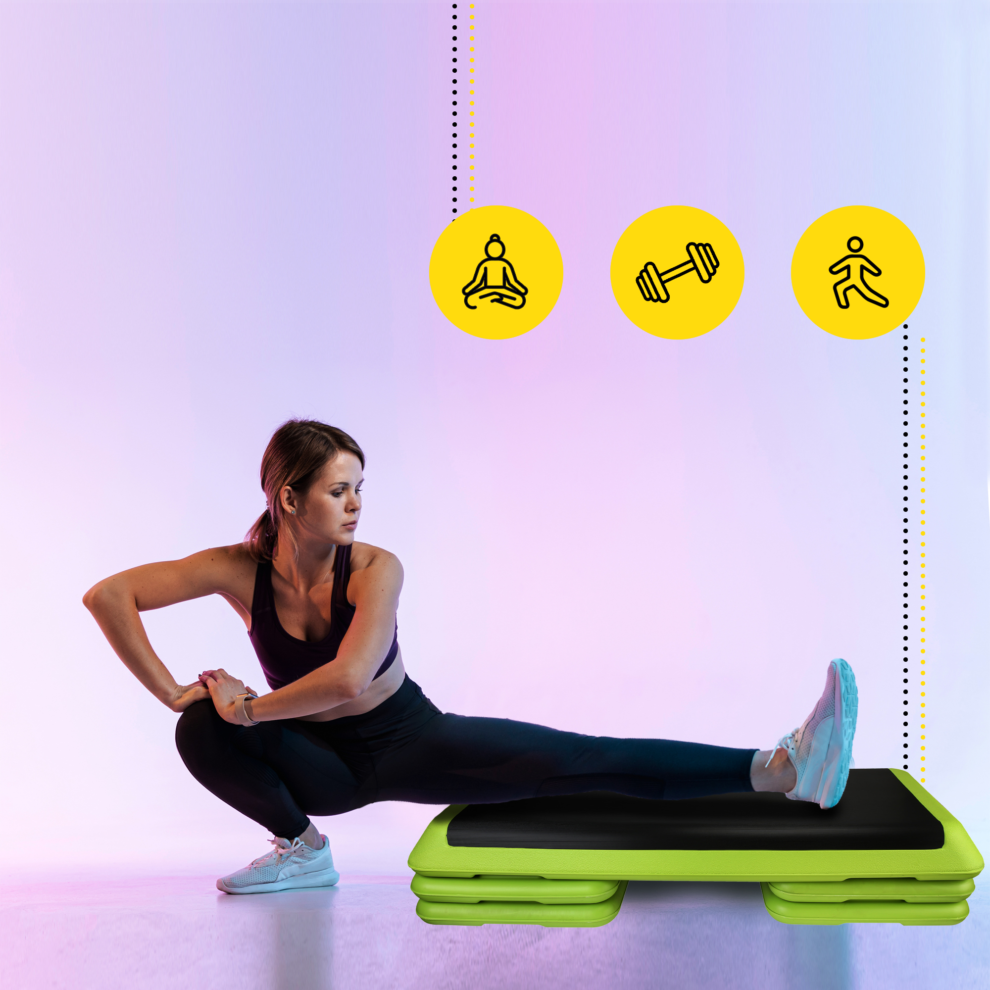 Степ-платформа 3-ступінчаста Cornix Pro 109 х 41 х 10-20 см XR-0401 Green/Black — фото 4