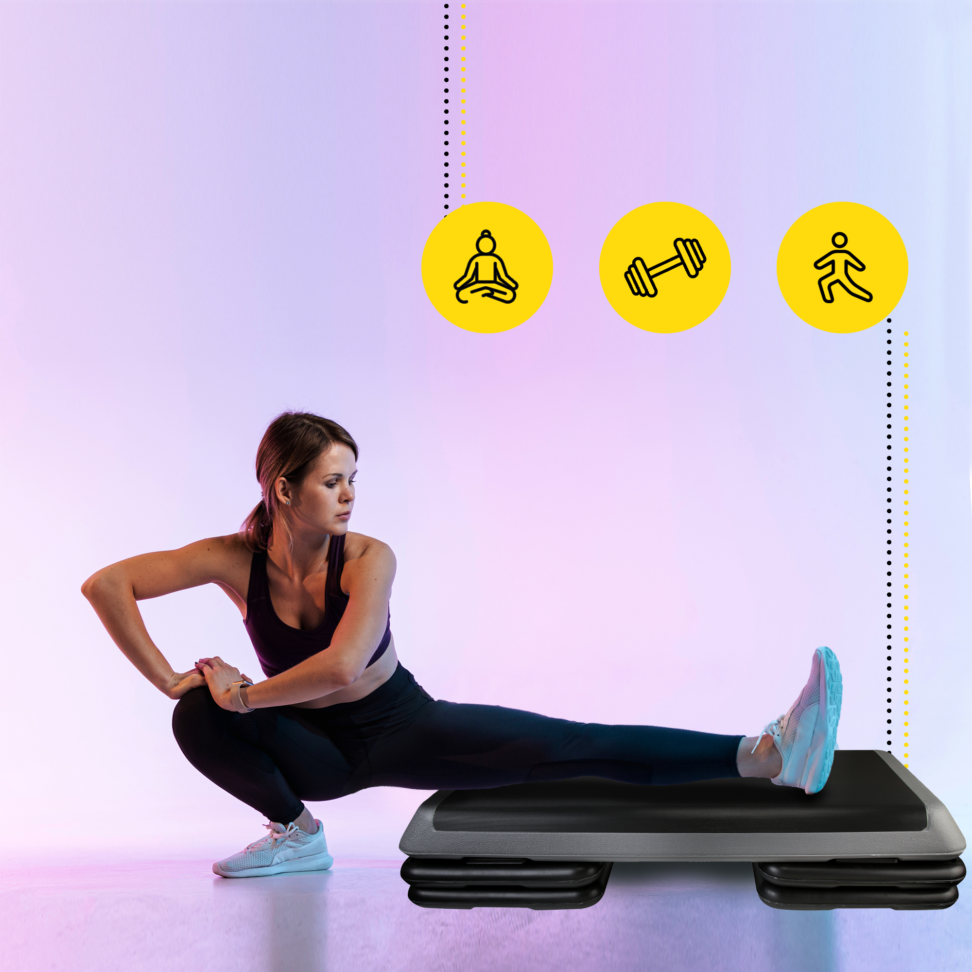 Степ-платформа 3-ступінчаста Cornix Pro 109 х 41 х 10-20 см XR-0403 Black/Grey — фото 5