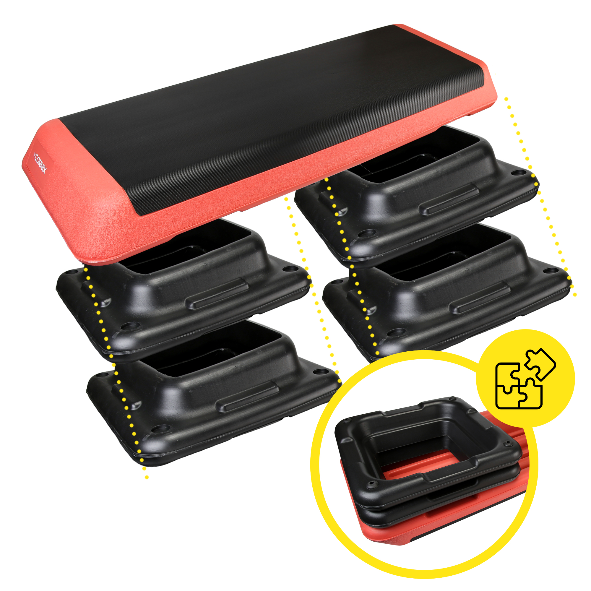 Степ-платформа 3-ступінчаста Cornix Pro 109 х 41 х 10-20 см XR-0404 Black/Red — фото 2