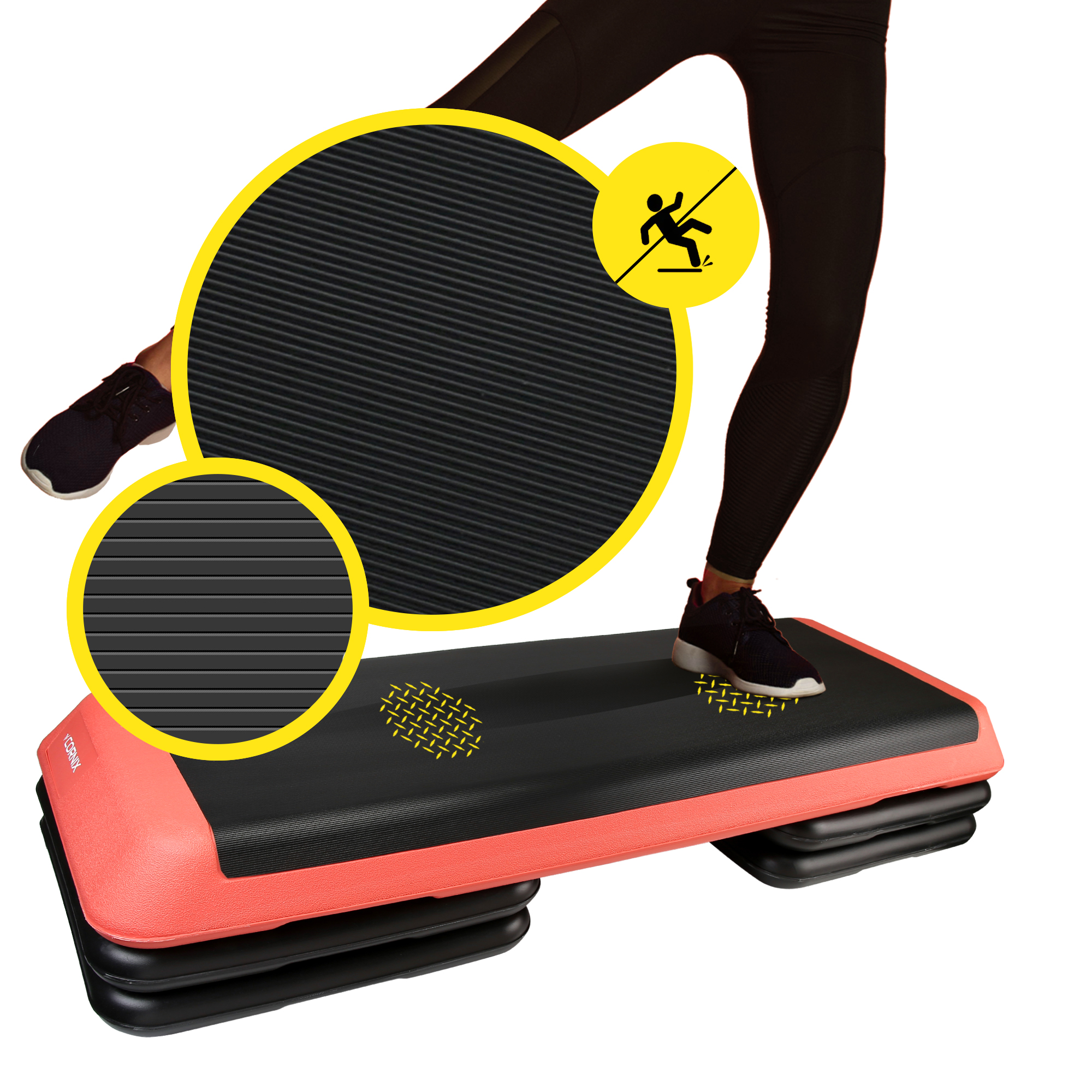 Степ-платформа 3-ступінчаста Cornix Pro 109 х 41 х 10-20 см XR-0404 Black/Red — мініатюра 8