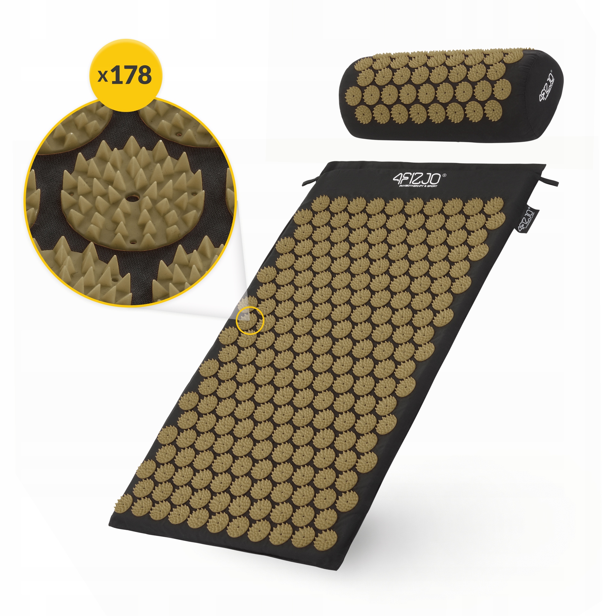 Килимок акупунктурний з валиком 4FIZJO Classic Mat Аплікатор Кузнєцова Black/Gold (P-5907739314987) — мініатюра 10