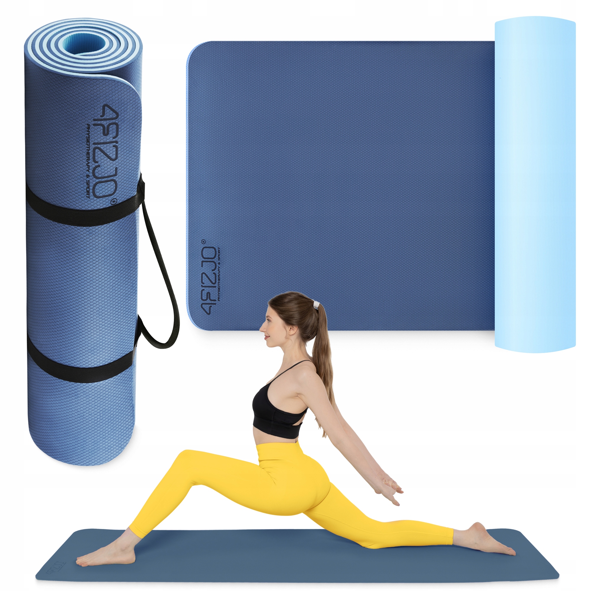 Килимок (мат) спортивний 4FIZJO TPE 180 x 60 x 0.6 см для йоги та фітнесу Blue/Sky Blue (P-5907739310132) — фото 1