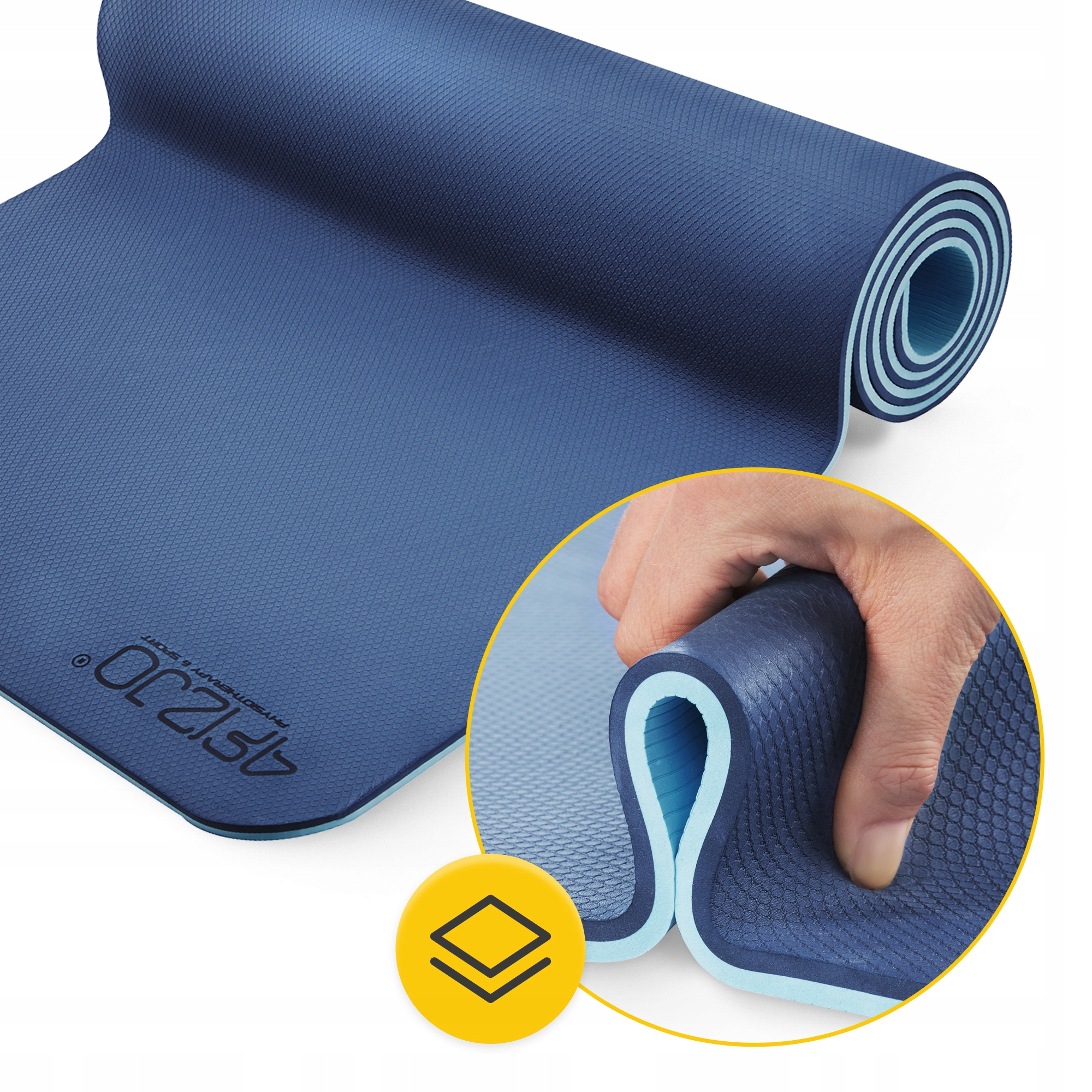 Килимок (мат) спортивний 4FIZJO TPE 180 x 60 x 0.6 см для йоги та фітнесу Blue/Sky Blue (P-5907739310132) — мініатюра 9