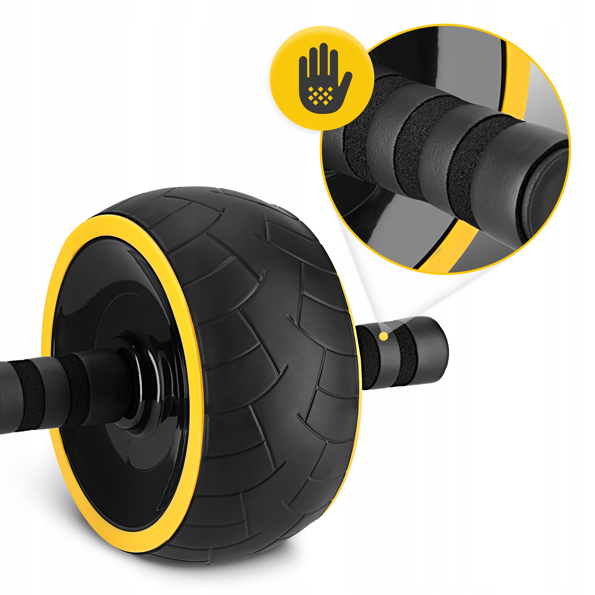 Ролик (гімнастичне колесо) для преса 4FIZJO Ab Wheel XL Black/Yellow (P-5907739314444) — мініатюра 9