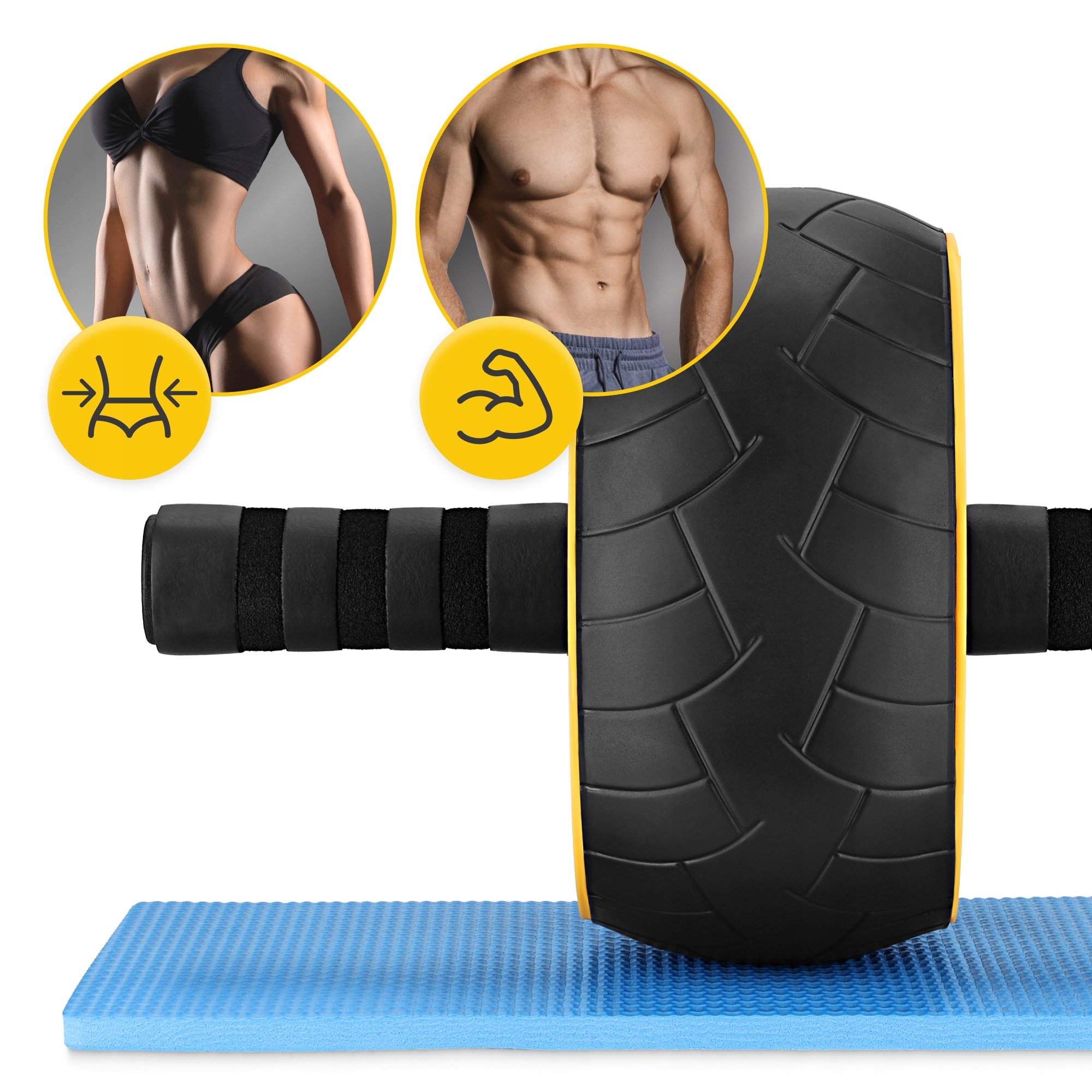 Ролик (гімнастичне колесо) для преса 4FIZJO Ab Wheel XL Black/Yellow (P-5907739314444) — фото 4