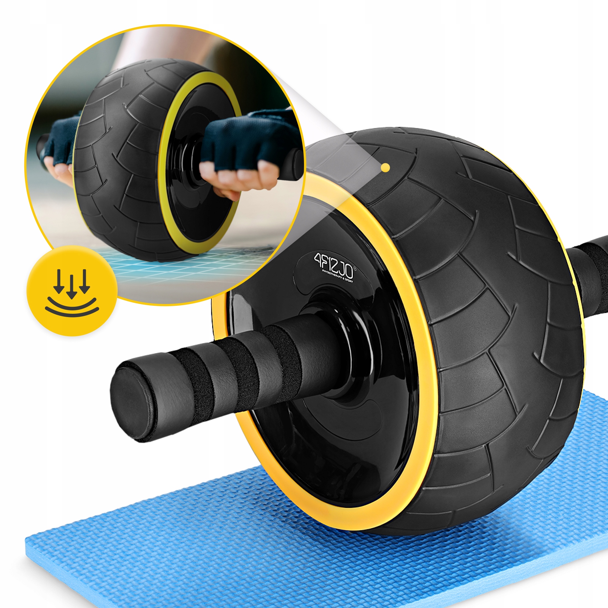 Ролик (гімнастичне колесо) для преса 4FIZJO Ab Wheel XL Black/Yellow (P-5907739314444) — фото 3