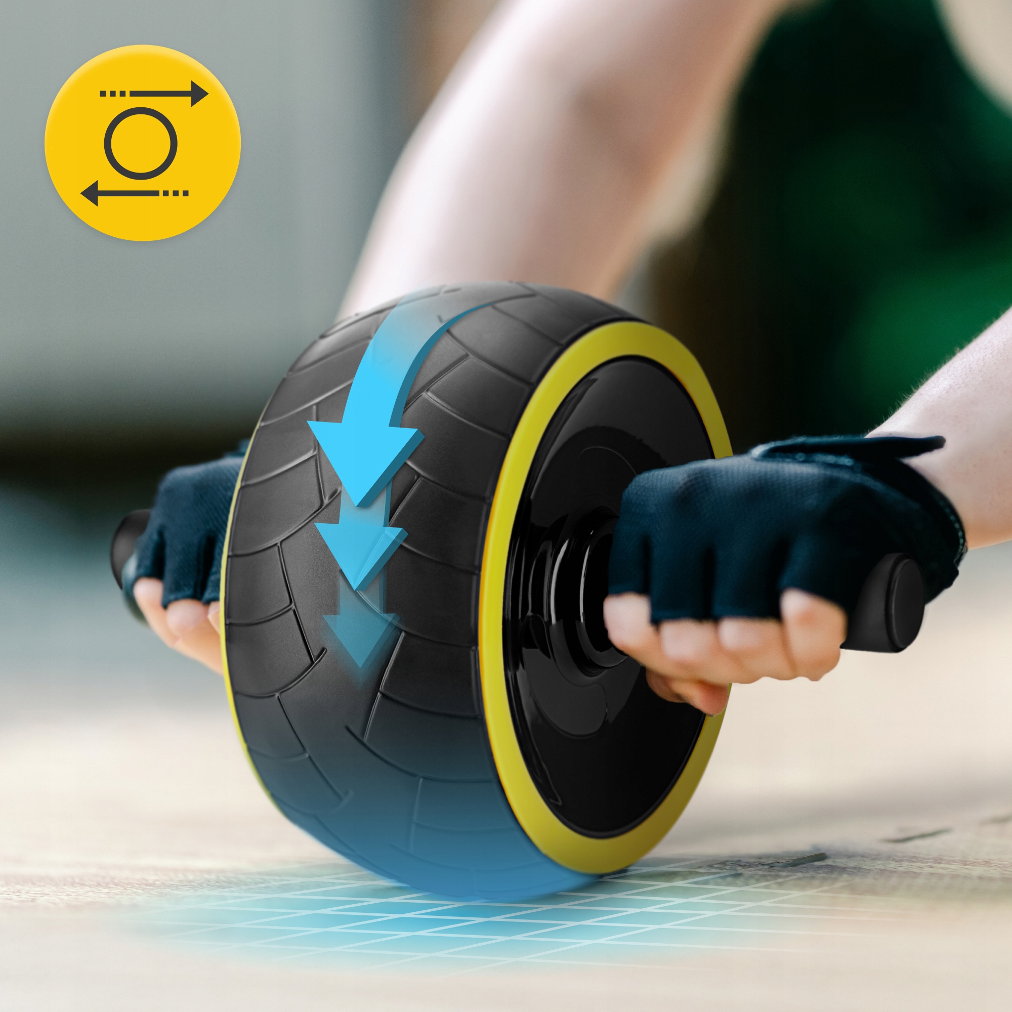 Ролик (гімнастичне колесо) для преса 4FIZJO Ab Wheel XL Black/Yellow (P-5907739314444) — фото 5