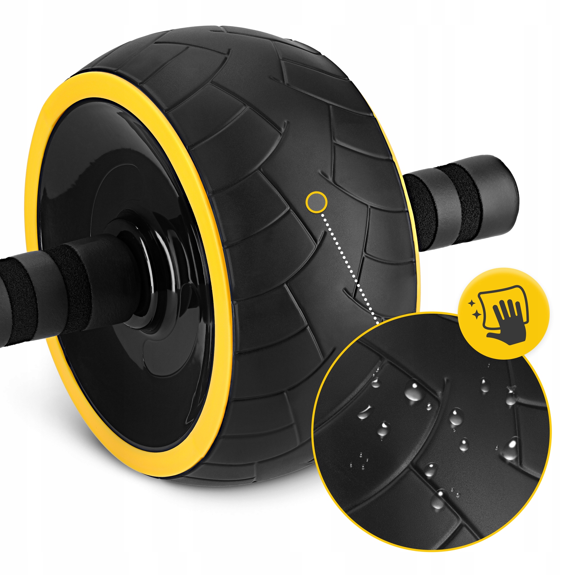 Ролик (гімнастичне колесо) для преса 4FIZJO Ab Wheel XL Black/Yellow (P-5907739314444) — мініатюра 6
