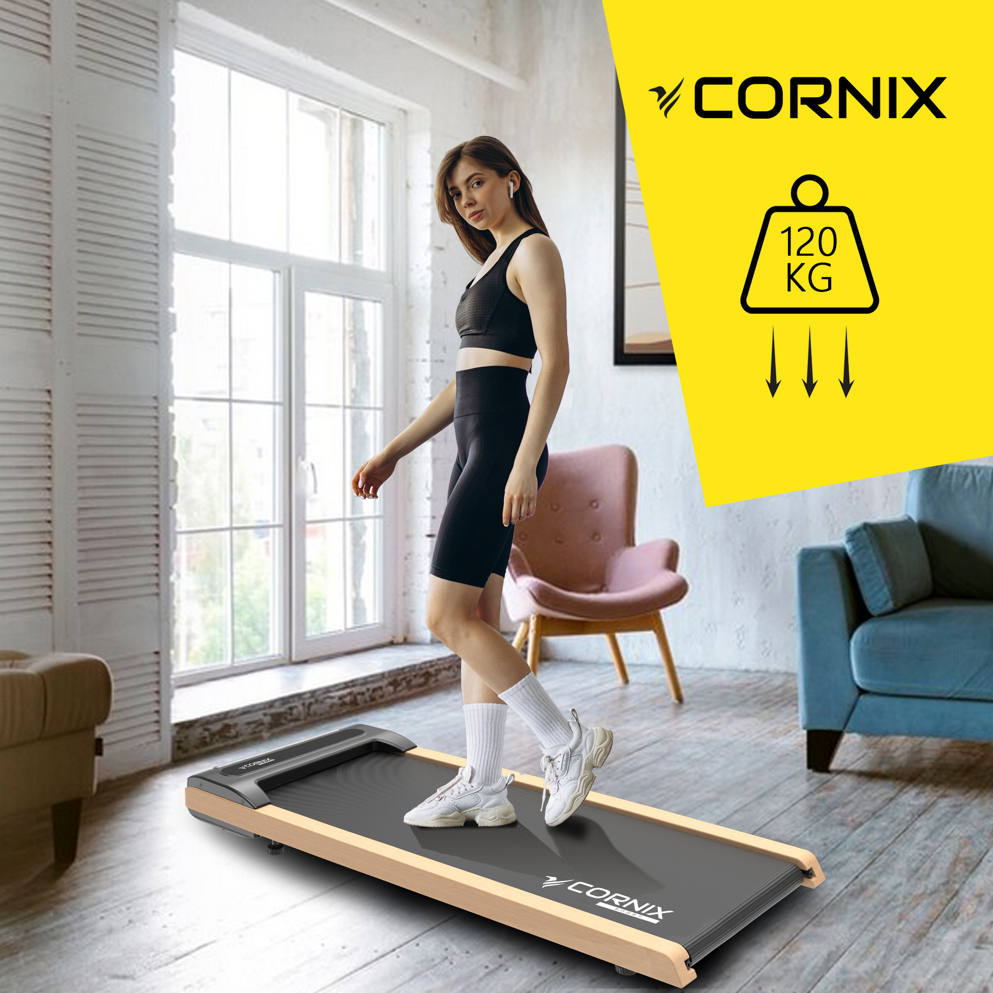 Бігова доріжка для ходьби Cornix Diana Walking Pad Oak Wood — мініатюра 10