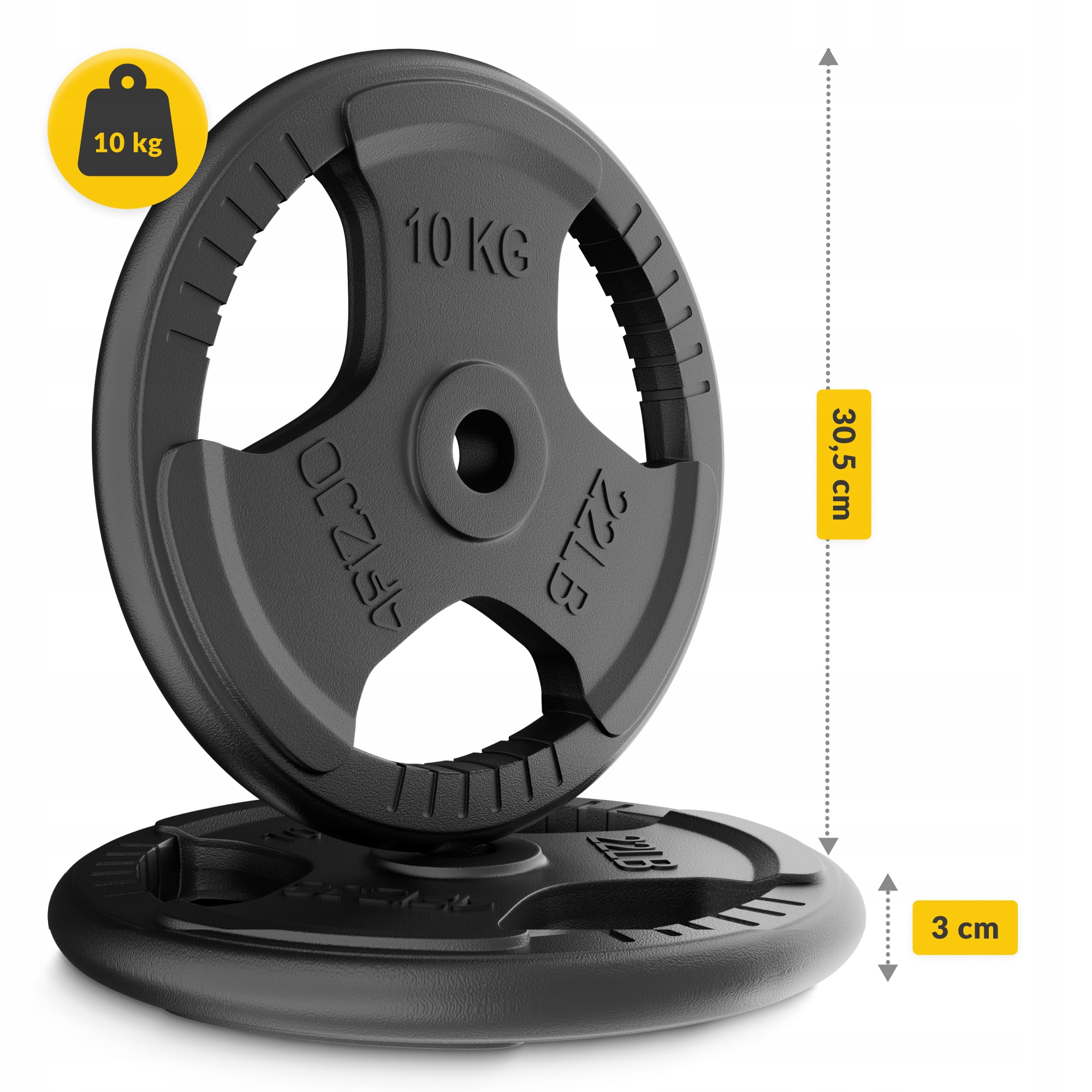 Диск металевий 4FIZJO 2 x 10 кг 26 мм Black (P-5905973401388) — мініатюра 6