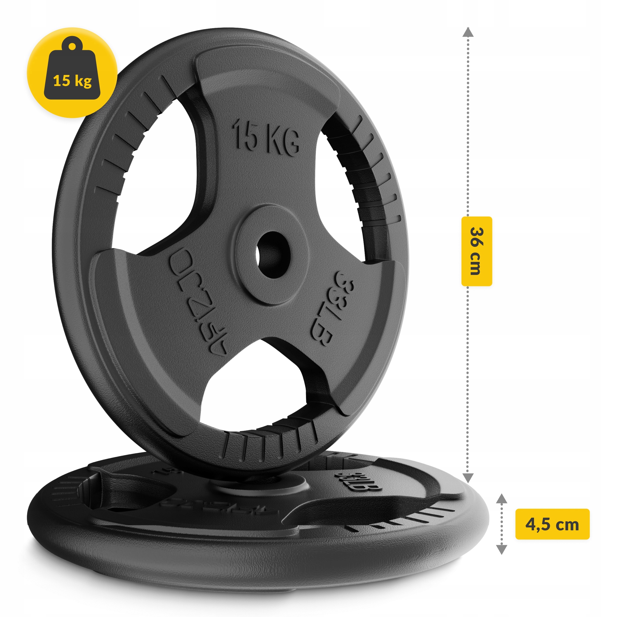 Диск металевий 4FIZJO 2 x 15 кг 26 мм Black (P-5905973401371) — мініатюра 6