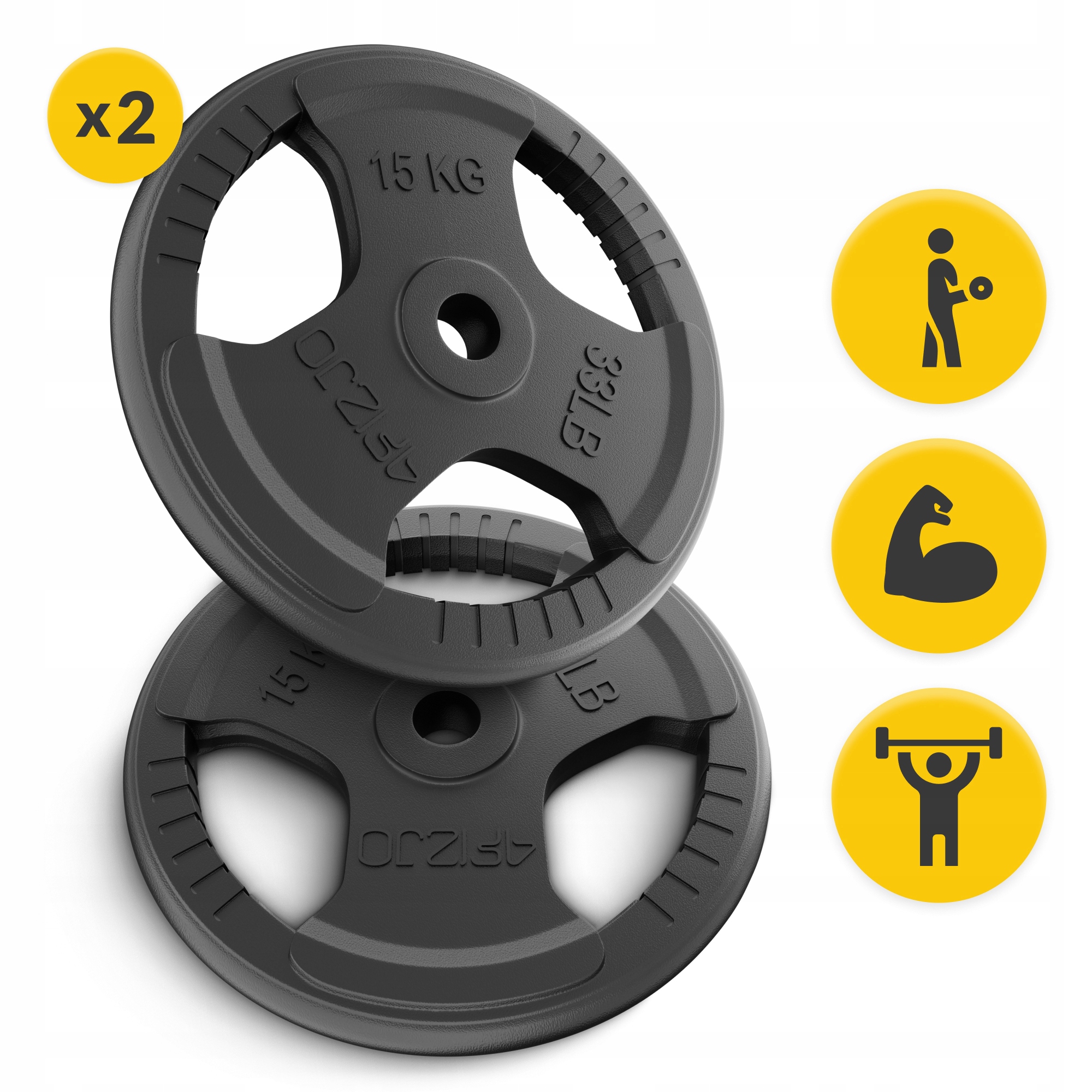 Диск металевий 4FIZJO 2 x 15 кг 26 мм Black (P-5905973401371) — мініатюра 7