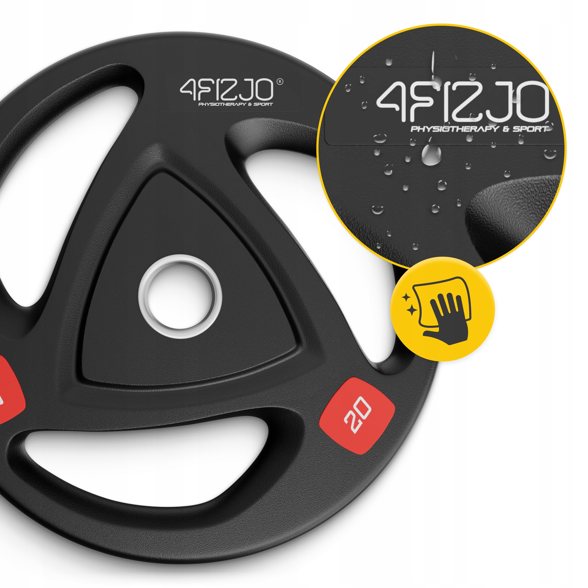 Диск олімпійський 4FIZJO 1 x 20 кг 51 мм металевий, прогумований Black (P-5905973401296) — фото 5
