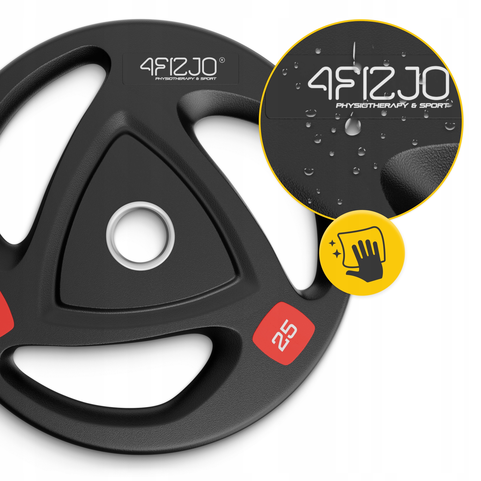 Диск олімпійський 4FIZJO 1 x 25 кг 51 мм металевий, прогумований Black (P-5905973401302) — мініатюра 6