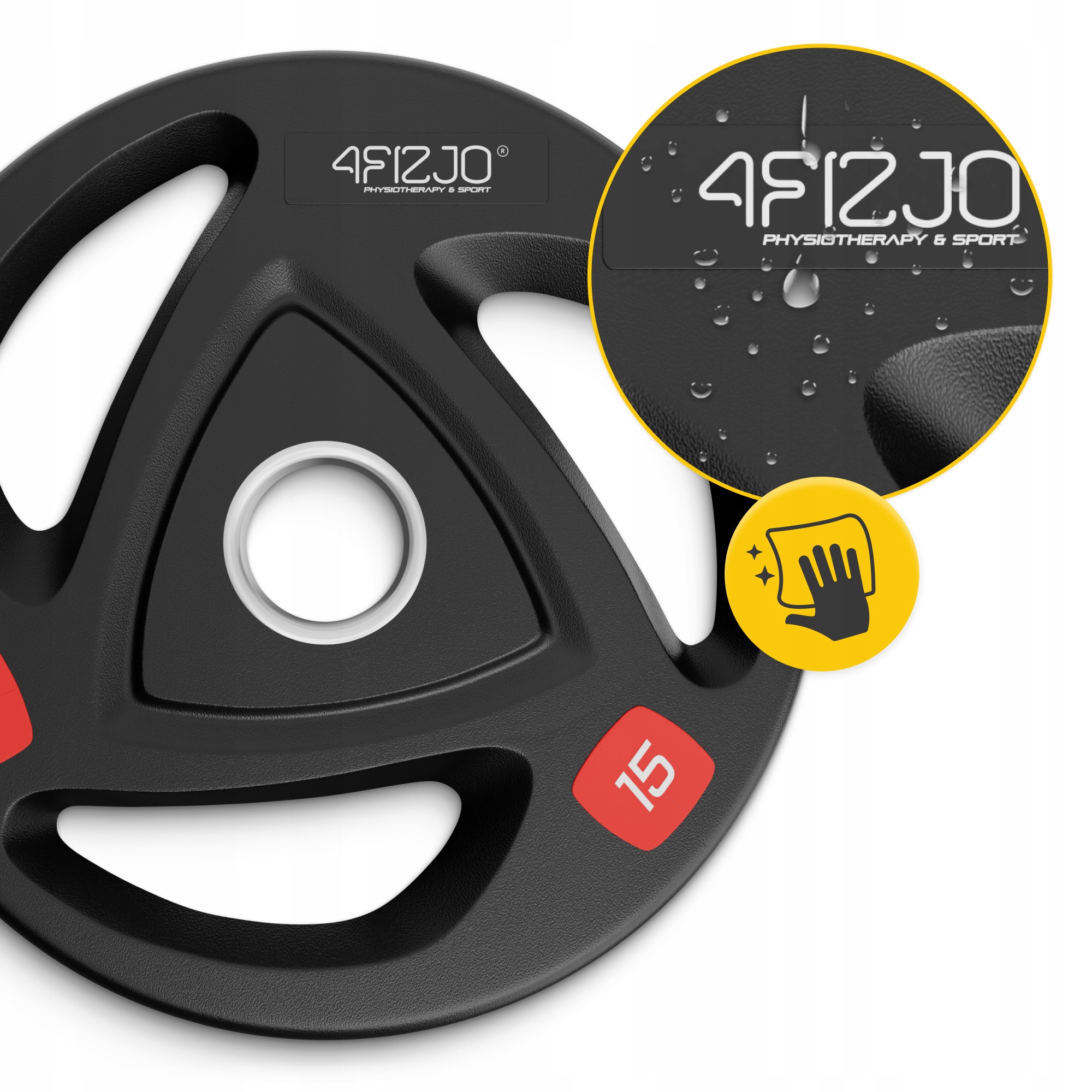 Диск олімпійський 4FIZJO 2 x 15 кг 51 мм металевий, прогумований Black (P-5905973401272) — фото 2