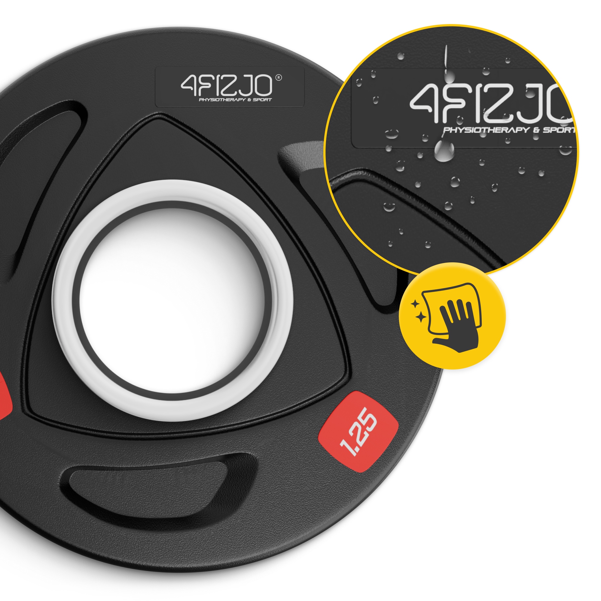 Диск олімпійський 4FIZJO 2 x 1.25 кг 51 мм металевий, прогумований Black (P-5905973401258) — мініатюра 8