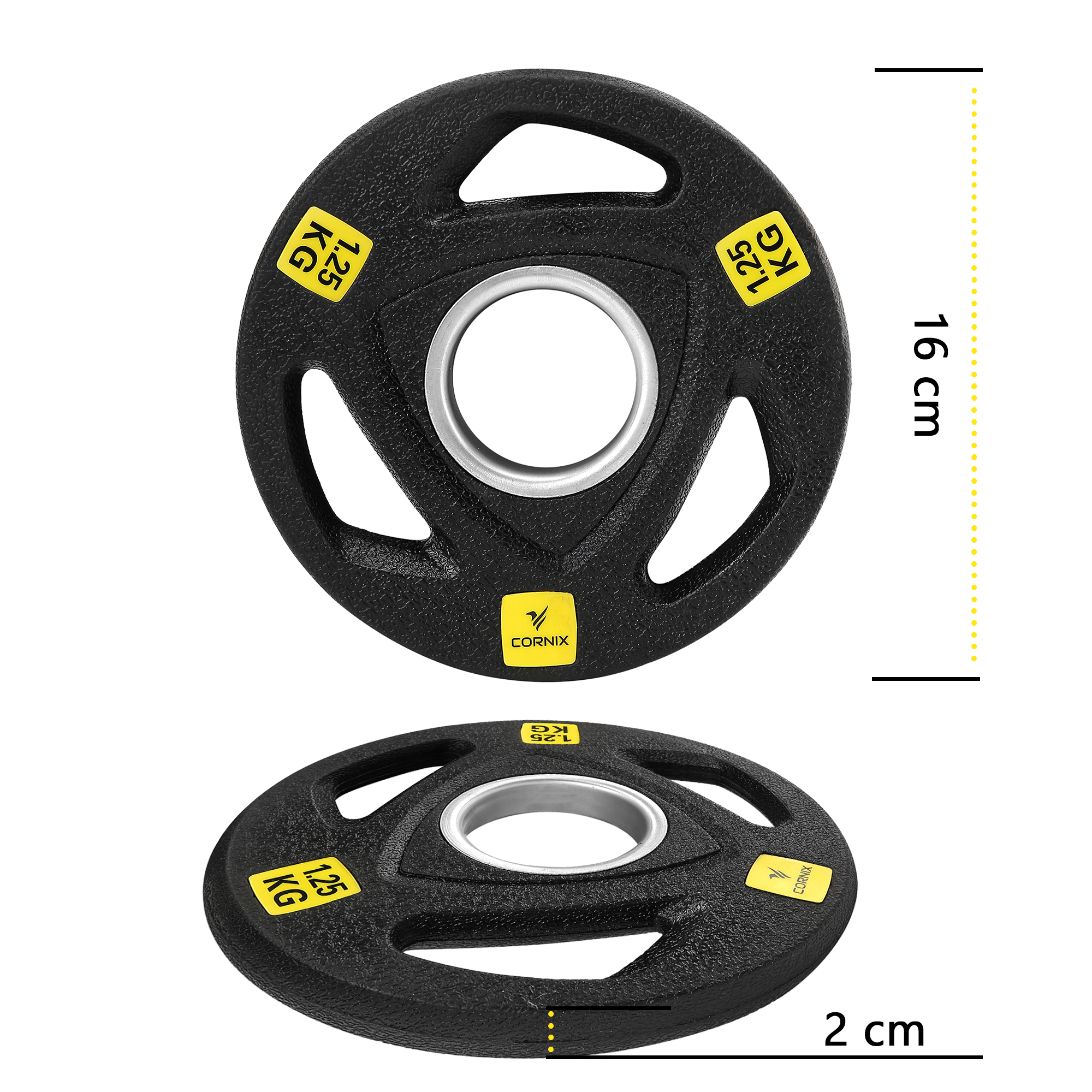 Диск олімпійський Cornix 1 x 1.25 кг 51 мм металевий, прогумований XR-0423 Black — мініатюра 6