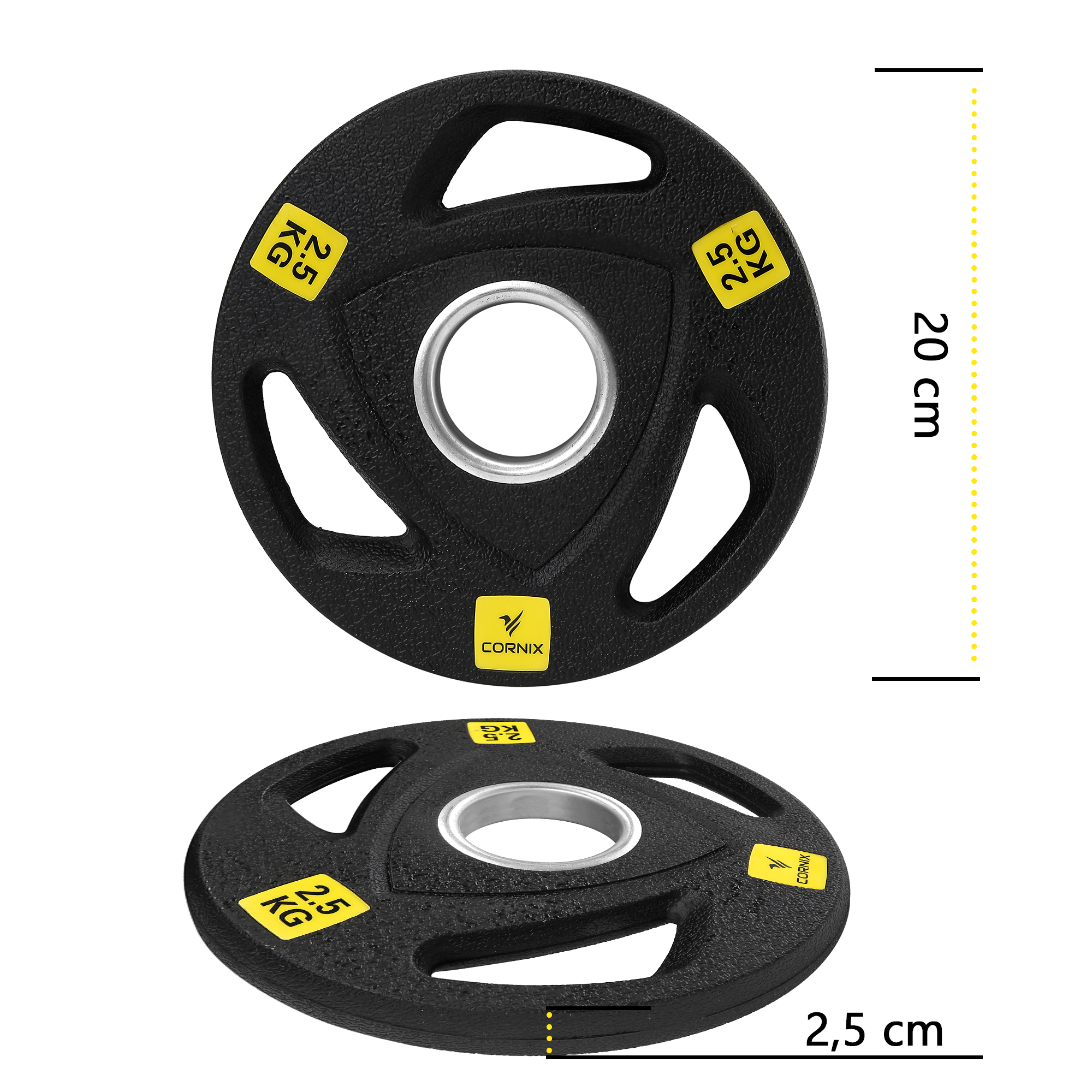 Диск олімпійський Cornix 1 x 2.5 кг 51 мм металевий, прогумований XR-0424 Black — мініатюра 6