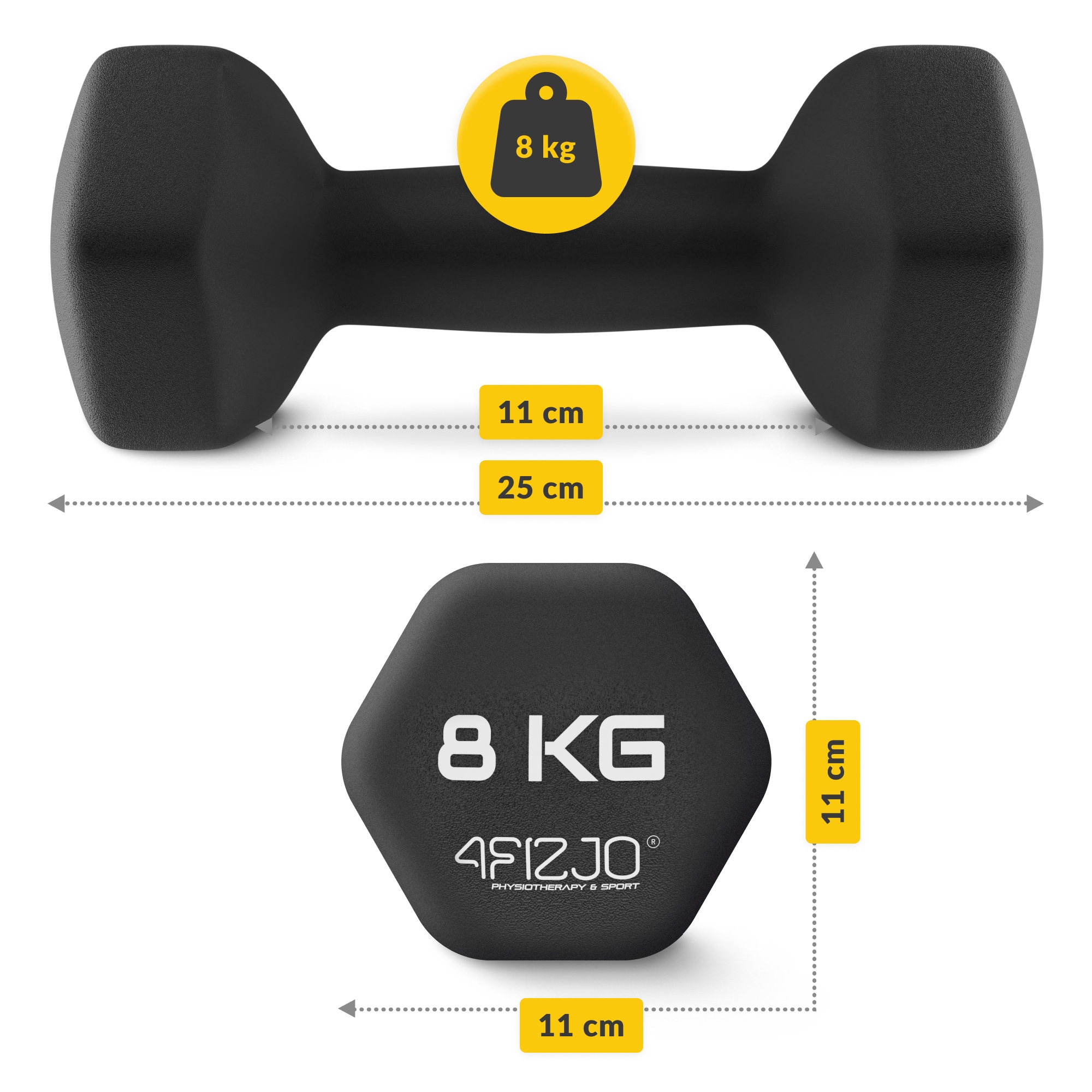 Гантелі вінілові 4FIZJO Classic 2 x 8 кг (P-5905973403214) — мініатюра 7