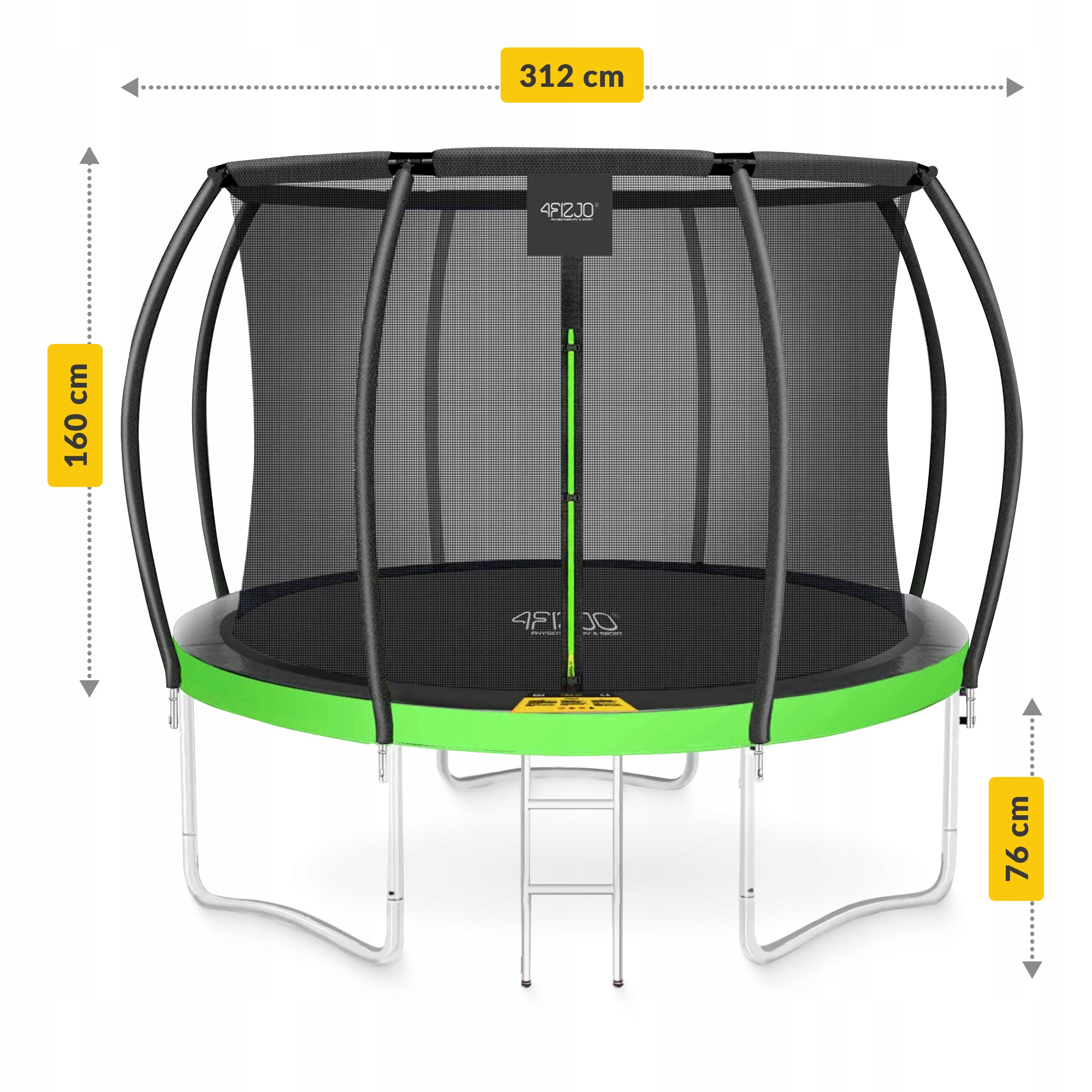 Батут із внутрішньою сіткою 4FIZJO PRO 10FT 312 см Black/Green (P-5907739314178) — мініатюра 6