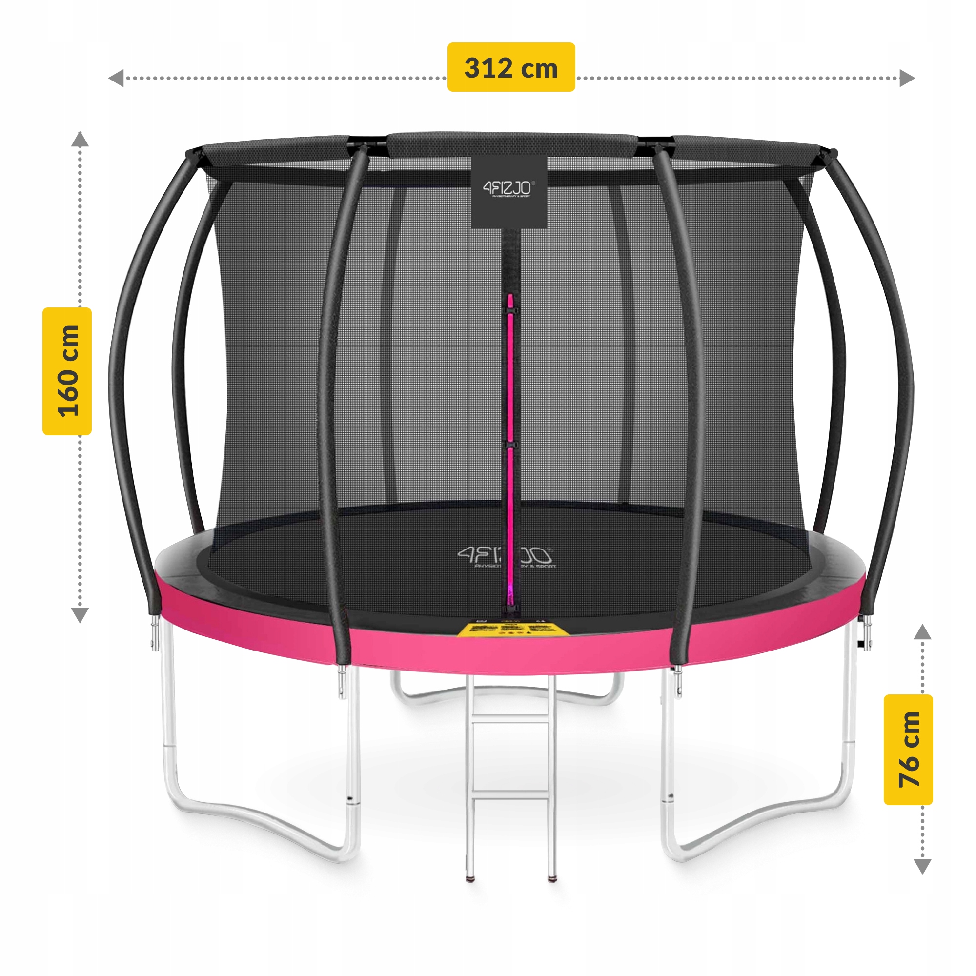 Батут із внутрішньою сіткою 4FIZJO PRO 10FT 312 см Black/Pink (P-5907739314604) — мініатюра 6