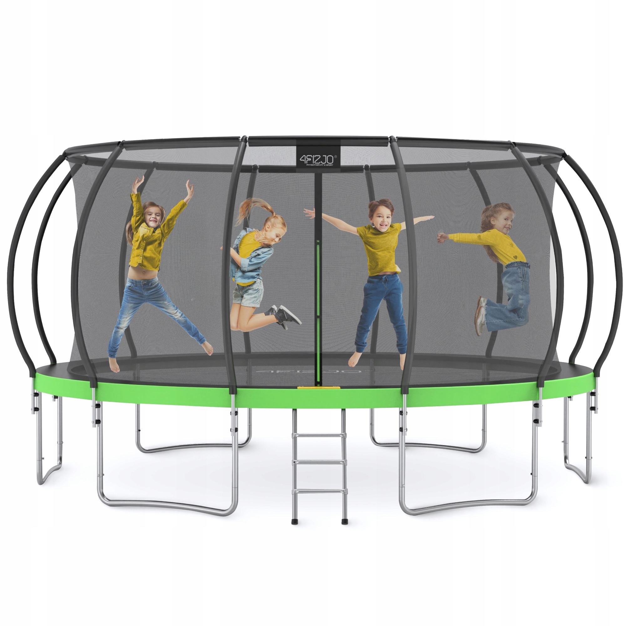 Батут із внутрішньою сіткою 4FIZJO PRO 16FT 496 см Black/Green (P-5907739319241) — фото 1