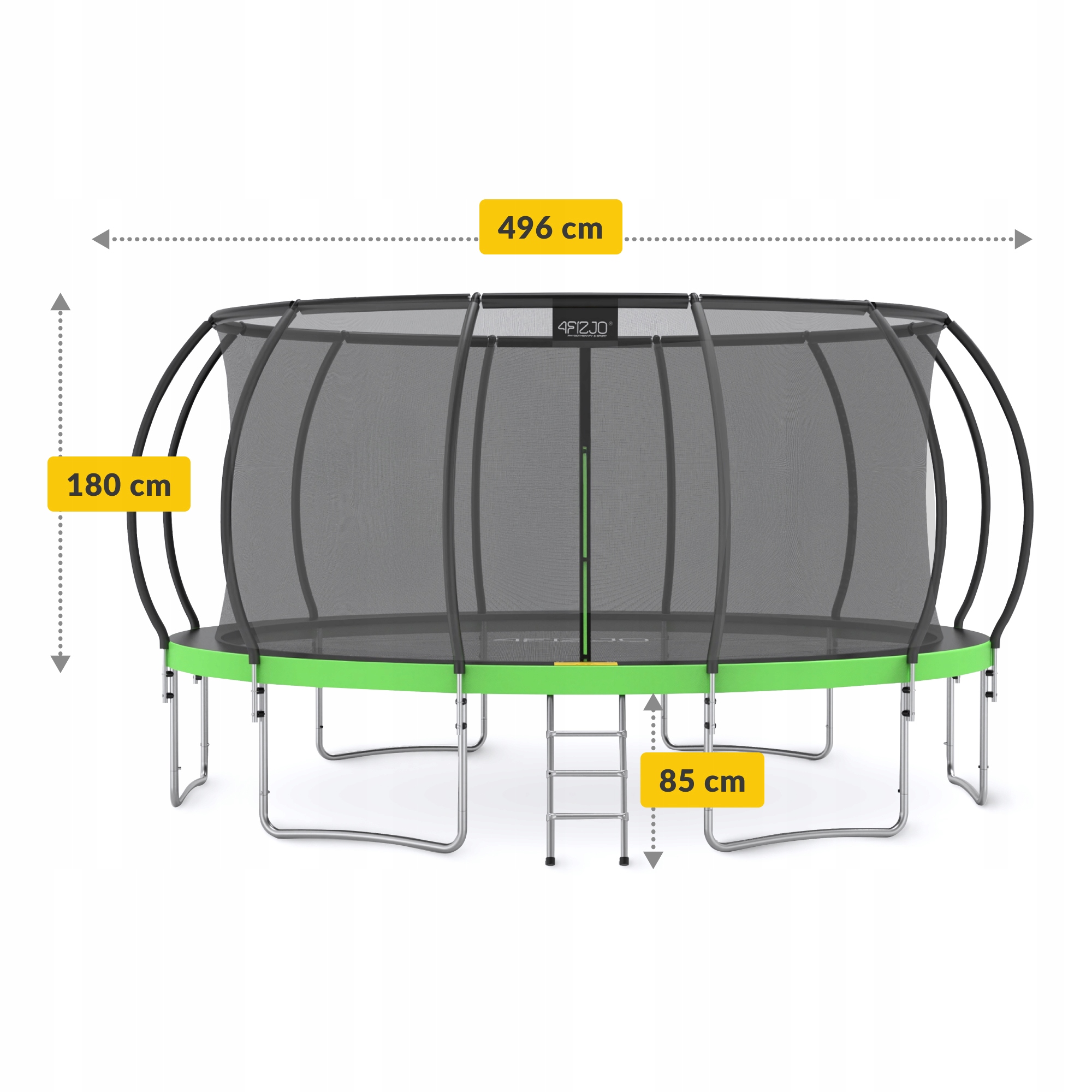 Батут із внутрішньою сіткою 4FIZJO PRO 16FT 496 см Black/Green (P-5907739319241) — мініатюра 7