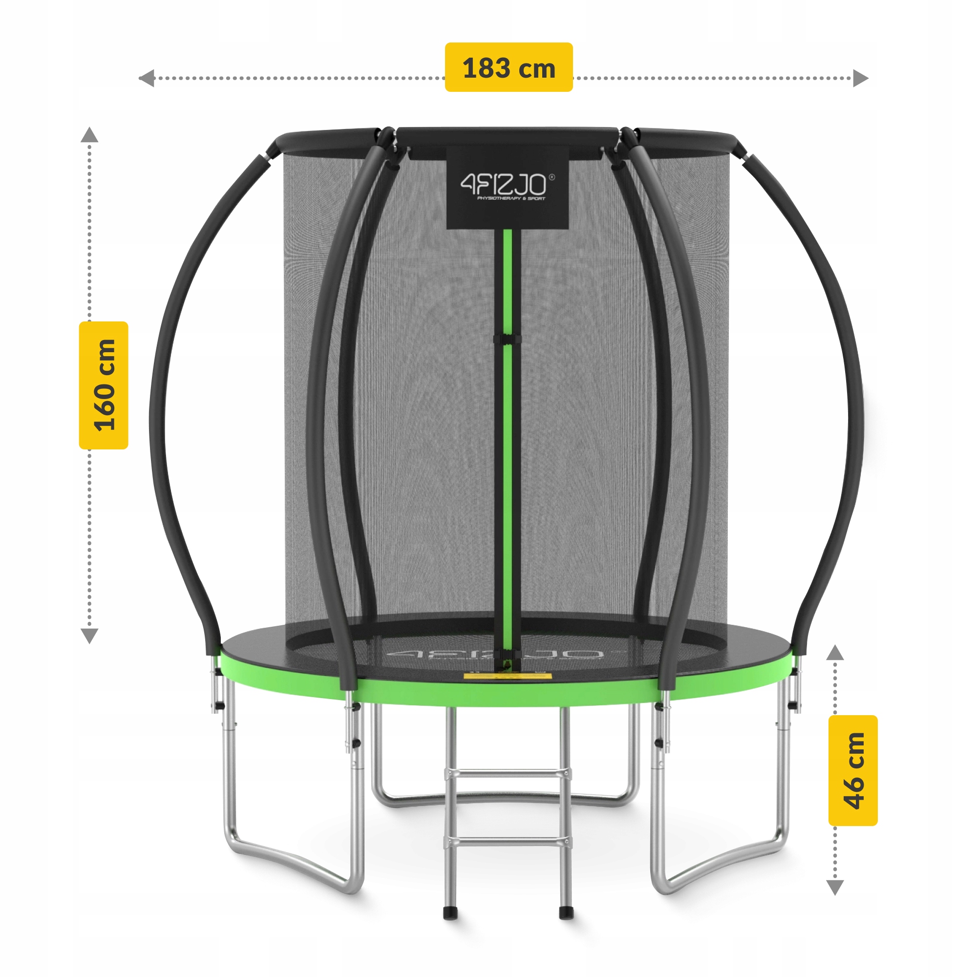 Батут із внутрішньою сіткою 4FIZJO PRO 6FT 183 см Black/Green (P-5907739319234) — фото 2