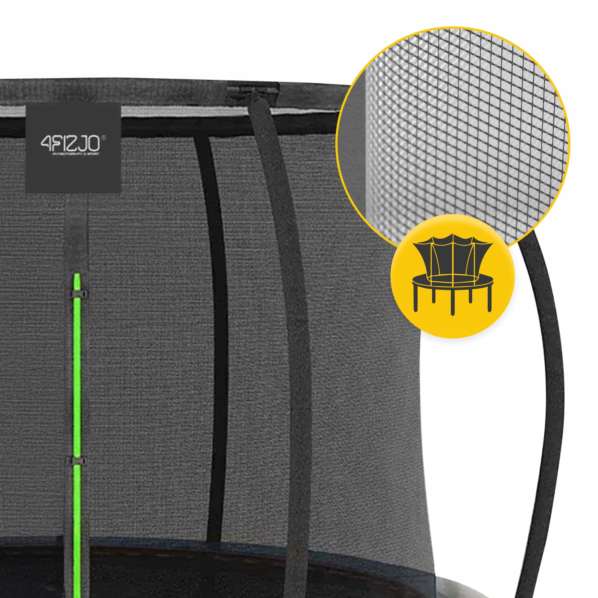 Батут із внутрішньою сіткою 4FIZJO PRO 8FT 252 см Black/Green (P-5907739314161) — мініатюра 9