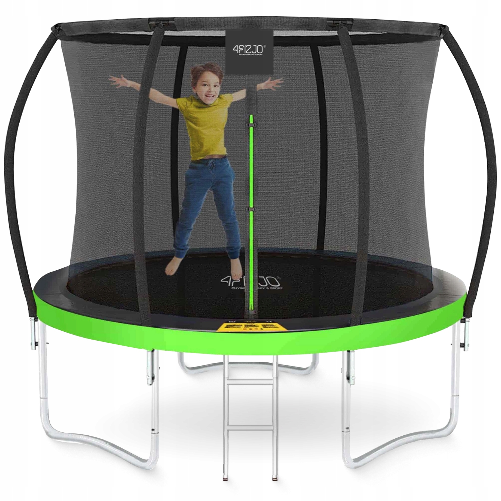 Батут із внутрішньою сіткою 4FIZJO PRO 8FT 252 см Black/Green (P-5907739314161) — фото 1