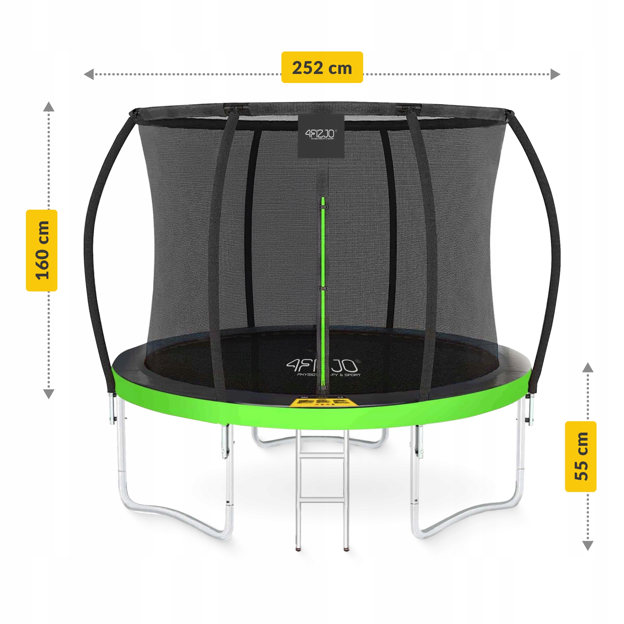 Батут із внутрішньою сіткою 4FIZJO PRO 8FT 252 см Black/Green (P-5907739314161) — мініатюра 8