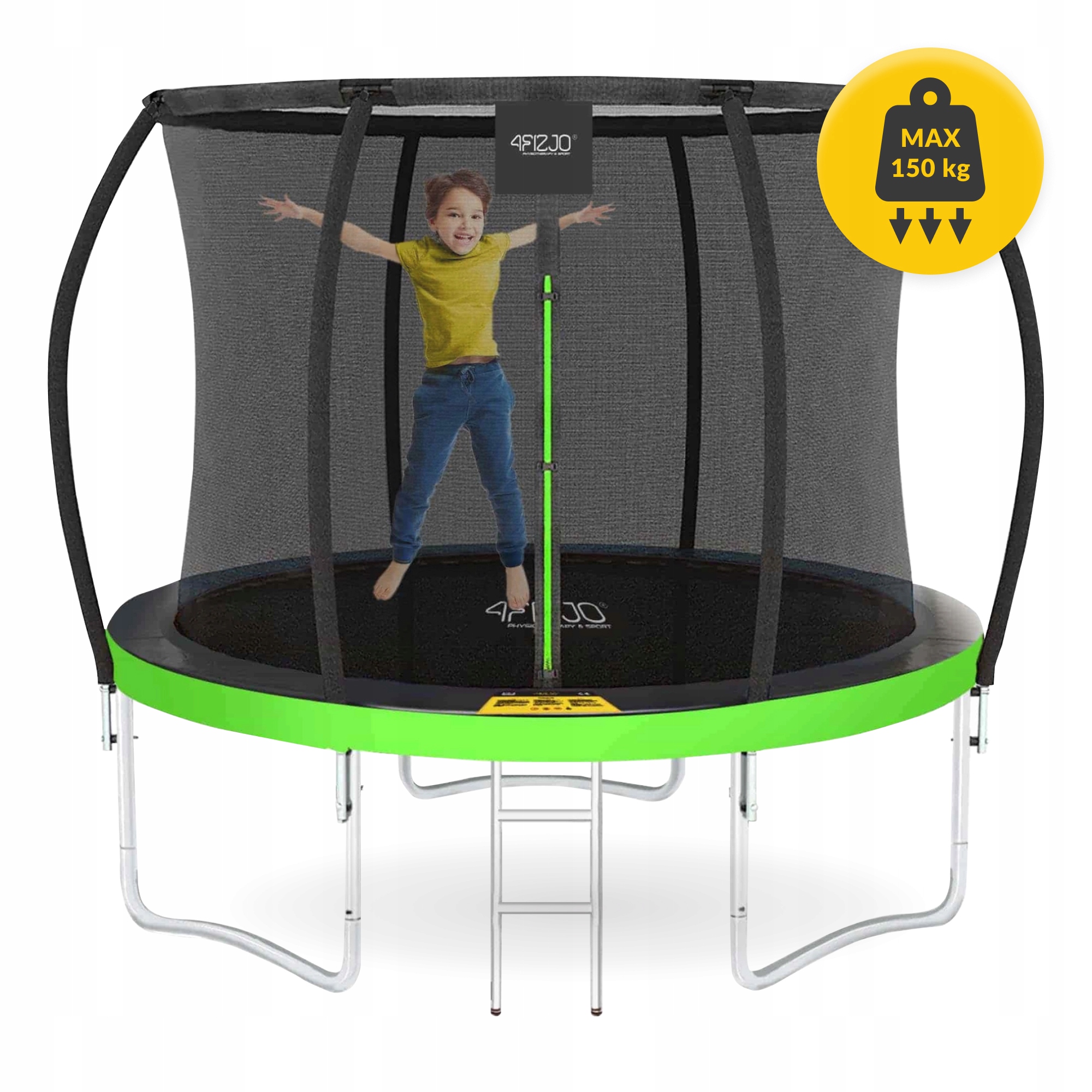 Батут із внутрішньою сіткою 4FIZJO PRO 8FT 252 см Black/Green (P-5907739314161) — мініатюра 10